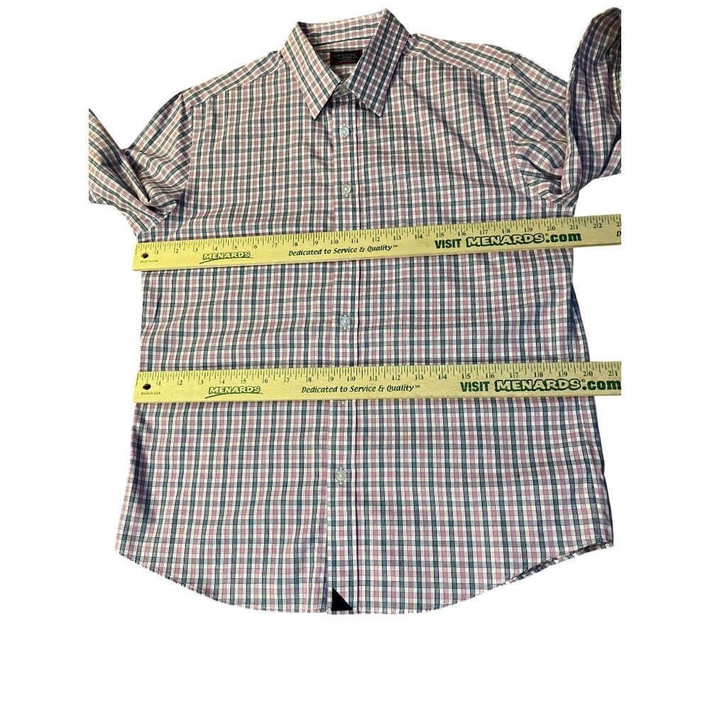 Untuckit Shirt Mens M Slim Fit Wrinkle Free Blue Pink Plaid Long Sleeve Used - Picture 9 of 13